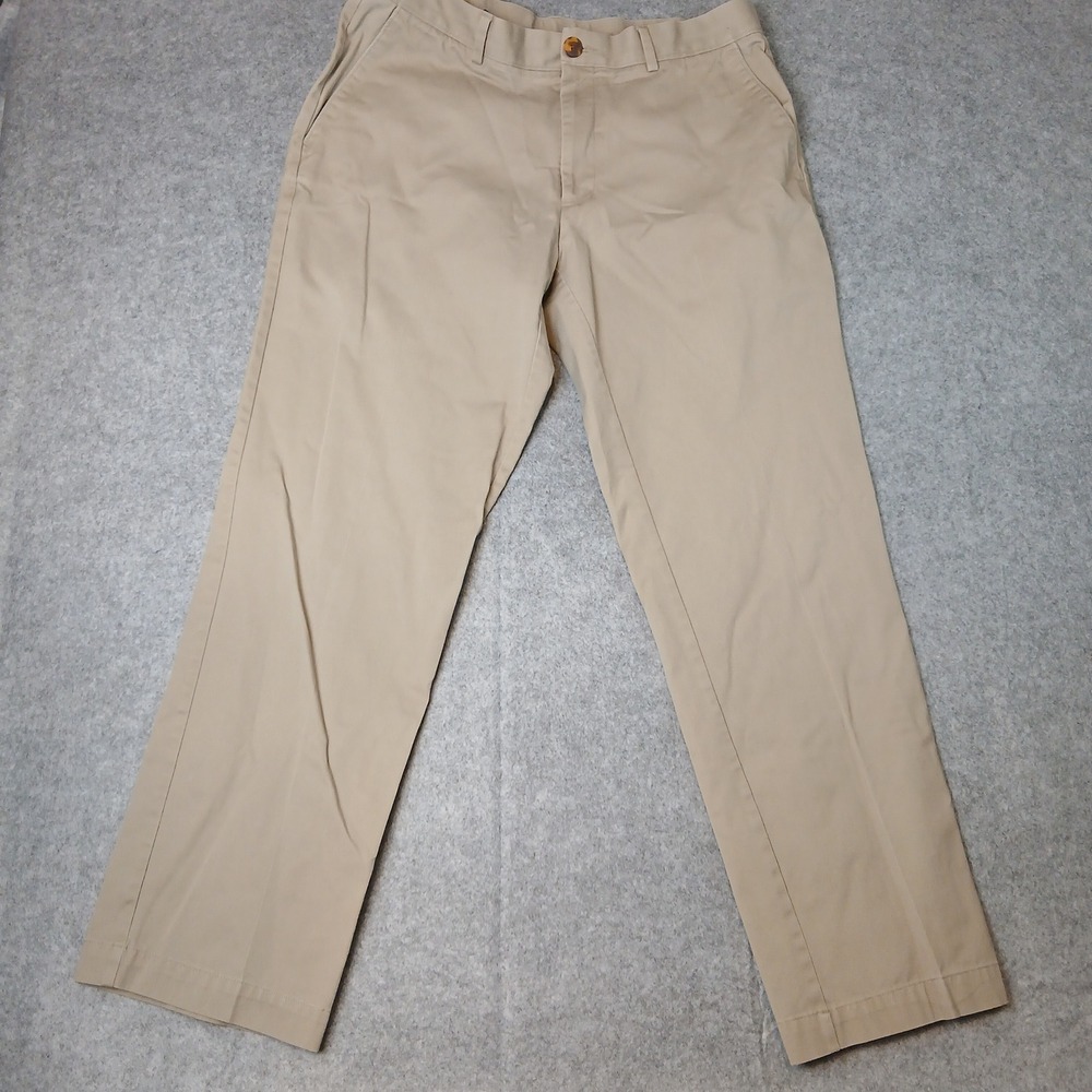AXIST Chino Pants Mens 34x32 Tan Khaki Flat Front Straight Leg‎ Cotton Blend